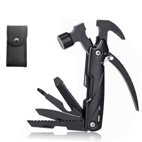 Stainless Steel Claw Hammer Multitool Tool With Nylon Sheath - Black